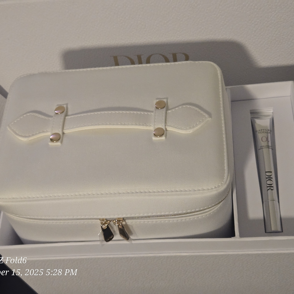 Dior Cream Vanity Case with Gold Accents